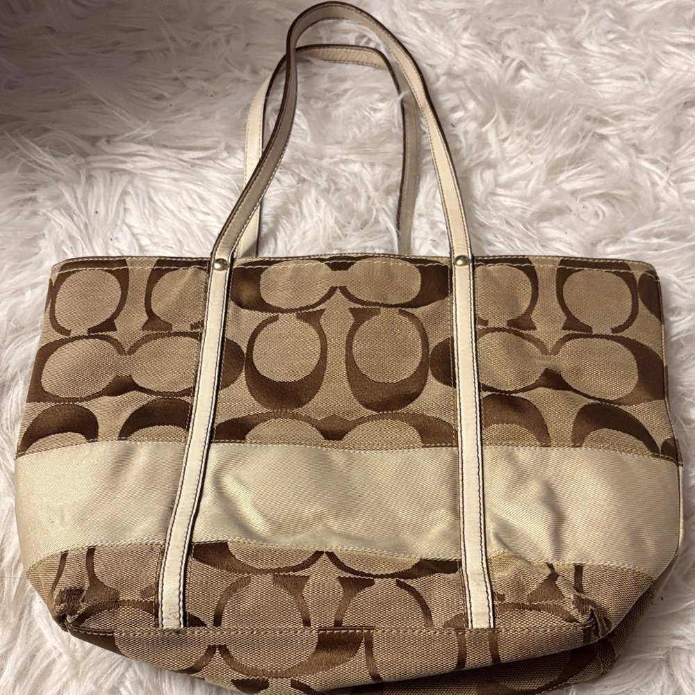 Coach Brown and Tan Tote Bag